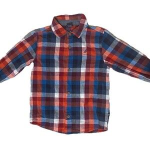 Nautica  Plaid Boys Shirt 4T Red and Blue School Shirt Toddler 4T Boys